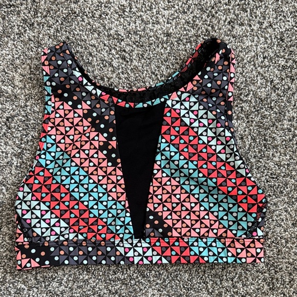 Victoria's Secret Sport High Neck Mesh Gym Yoga Sport Bra Blocked Dot - Picture 2 of 5